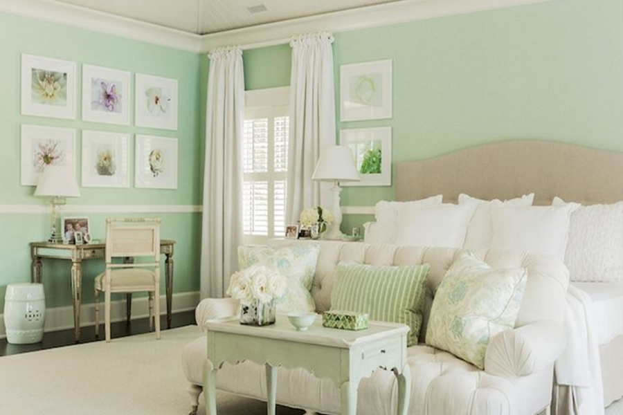mint green and white bedroom colour combination