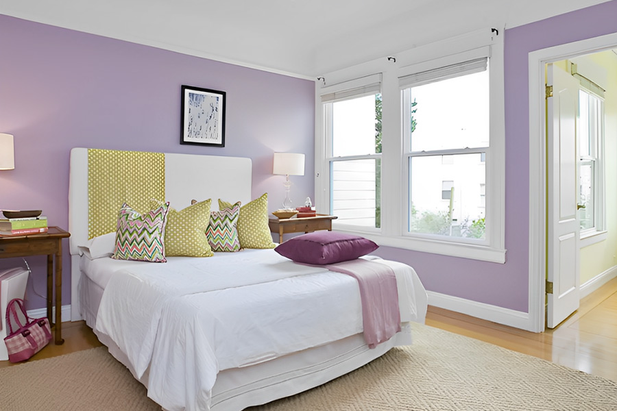 Lavender and Off-White bedroom colour combination
